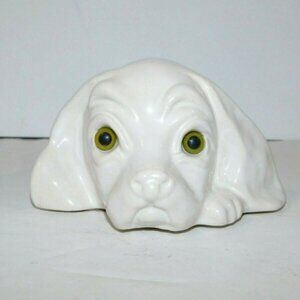 VTG Canadiana Canada Pottery 6" White Ceramic Dog figure figurine decor